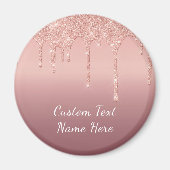 Text Rose Gold Blush Glitzer Sparkle Tropfen Hochz Magnet (Vorne)