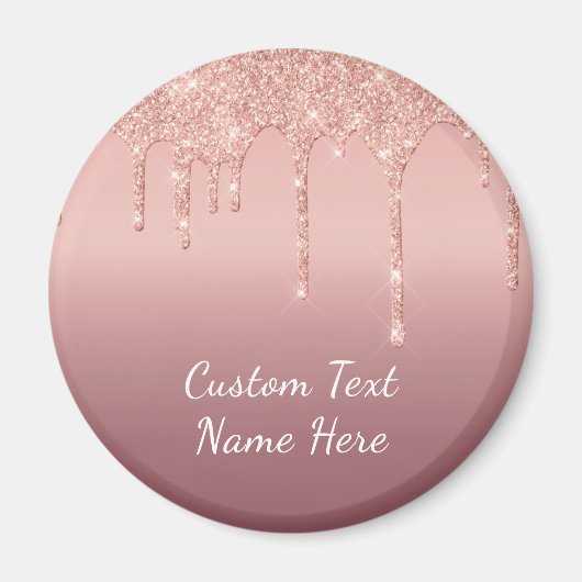 Text Rose Gold Blush Glitzer Sparkle Tropfen Hochz Magnet (Vorne)