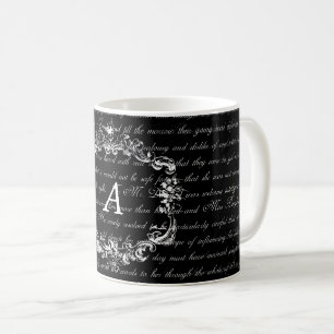 Text-Schwarzweiss-Monogramm-Tasse Janes Austen Kaffeetasse