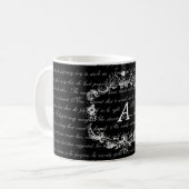 Text-Schwarzweiss-Monogramm-Tasse Janes Austen Kaffeetasse (Vorderseite Links)