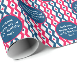 Text Sentiment Red Blue White 4. Juli Diamond Geschenkpapier