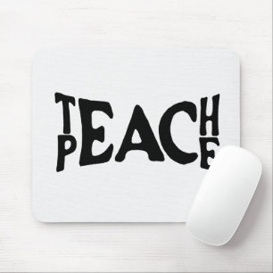 Text "Teach Peace" auf Weiß Mousepad