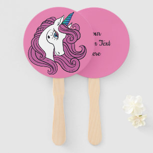 Text- u. Farbhandfan-Set des niedlichen Unicorn Fächer