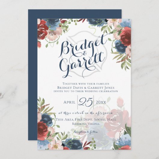 Text und Einladung des Feuerwehren-Designers (Vorne/Hinten)