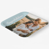 Text und Foto personalisiertes Party blau Pappteller (Gewinkelt)