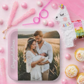 Text und Foto personalisiertes Party rosa Pappteller (Party)