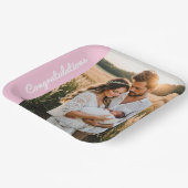 Text und Foto personalisiertes Party rosa Pappteller (Gewinkelt)