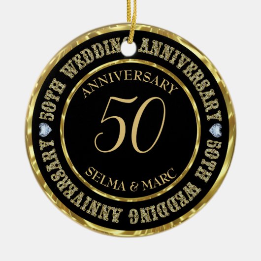 Text und Herz von Gold-Glitzer Keramik Ornament (Vorne)