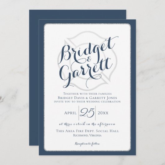 Text und Monogramm des Branddesigners Einladung (Vorne/Hinten)