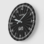 Text und Monogramm für die Schwarze Holzkohle Große Wanduhr (Winkel)