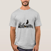 Text- und Schwarzweißkeil-Halloween-Illustration T-Shirt (Vorderseite)