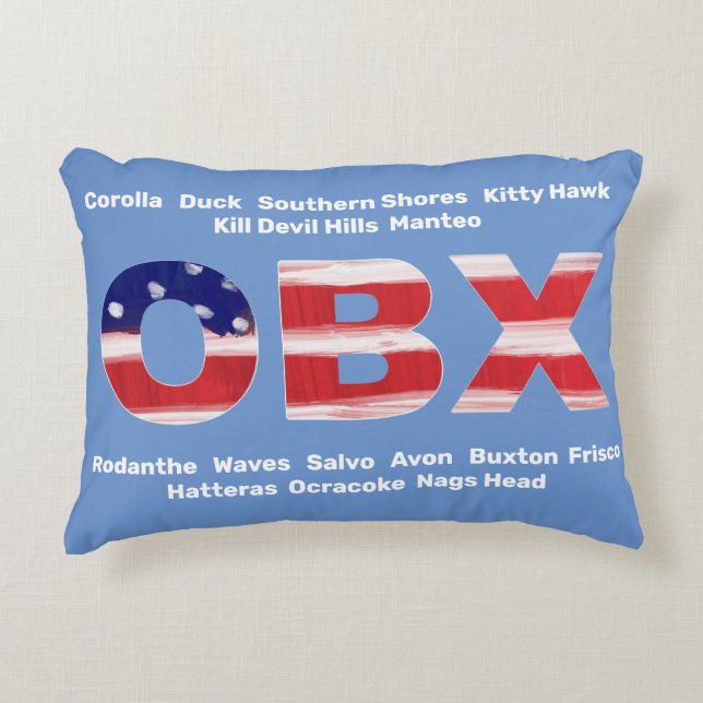 Text und Städte der OBX-Flagge Dekokissen (Vorderseite)