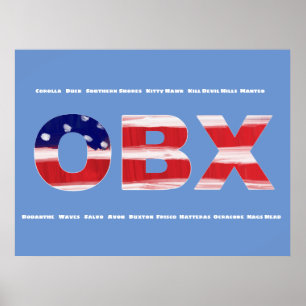 Text und Städte der OBX-Flagge Poster
