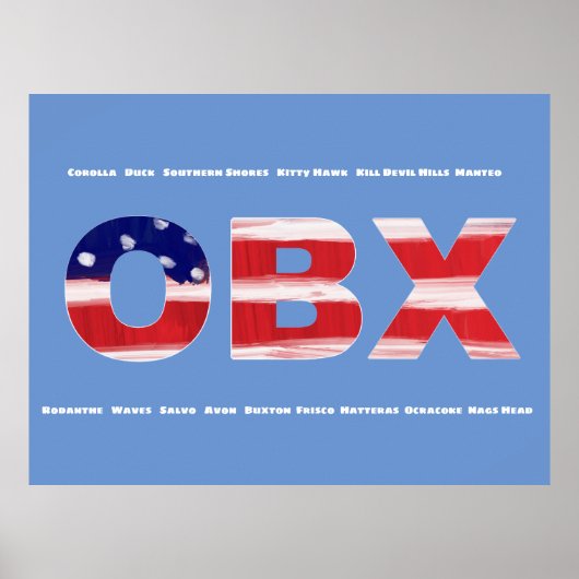 Text und Städte der OBX-Flagge Poster (Vorne)