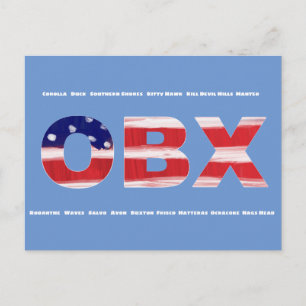 Text und Städte der OBX-Flagge Postkarte