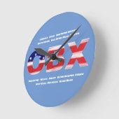 Text und Städte der OBX-Flagge Runde Wanduhr (Winkel)