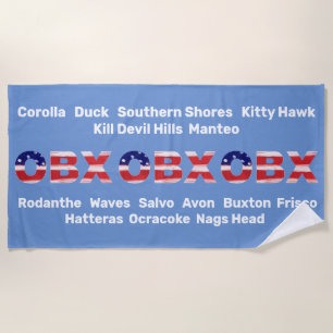 Text und Städte der OBX-Flagge Strandtuch