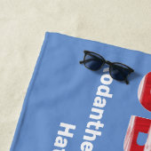 Text und Städte der OBX-Flagge Strandtuch (Beispiel)