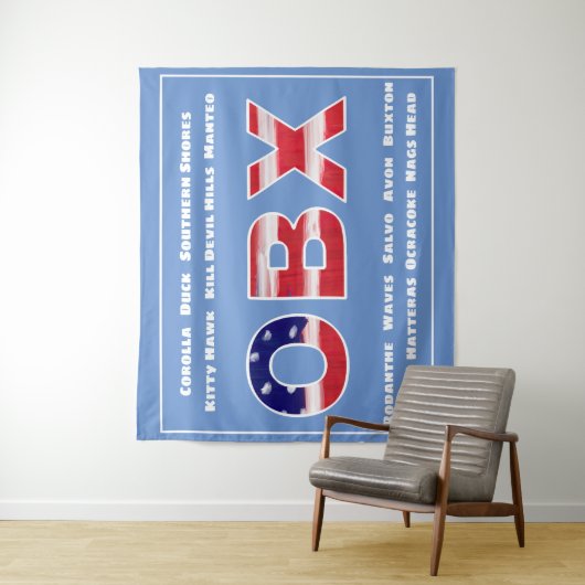 Text und Städte der OBX-Flagge Wandteppich (Beispiel)