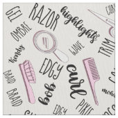 Text und Tools der Haarstilistik Pink2 ID749 Stoff (Nahaufnahme)
