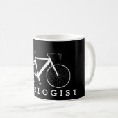 Text und weißes Fahrrad von CYCOLOGIST Kaffeetasse (VorderseiteRechts)