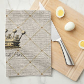 TEXT Vintag Gold Crown Royal Queen King Geschirrtuch (Viertel Falte)