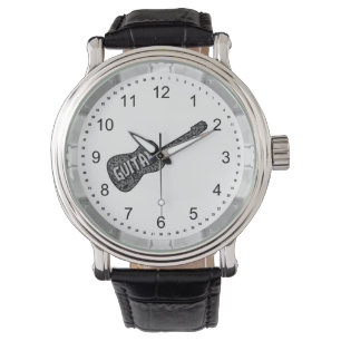 Text von Gitarren-Musiknoten Armbanduhr