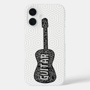 Text von Gitarren-Musiknoten iPhone 16 Hülle