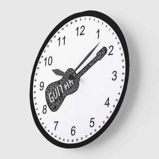 Text von Gitarren-Musiknoten Große Wanduhr (Winkel)