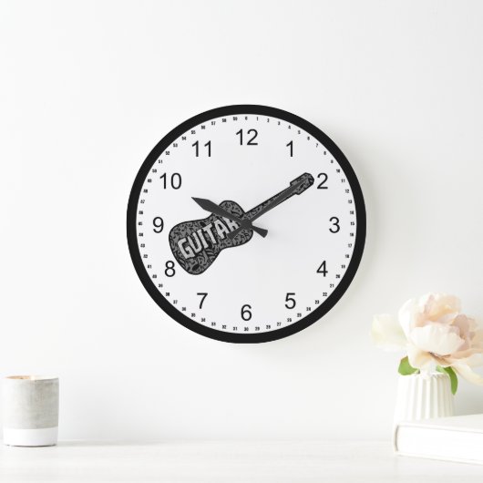 Text von Gitarren-Musiknoten Große Wanduhr (Zuhause)