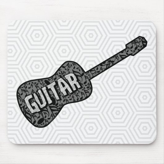 Text von Gitarren-Musiknoten Mousepad (Vorne)