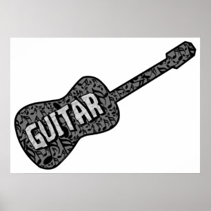 Text von Gitarren-Musiknoten Poster
