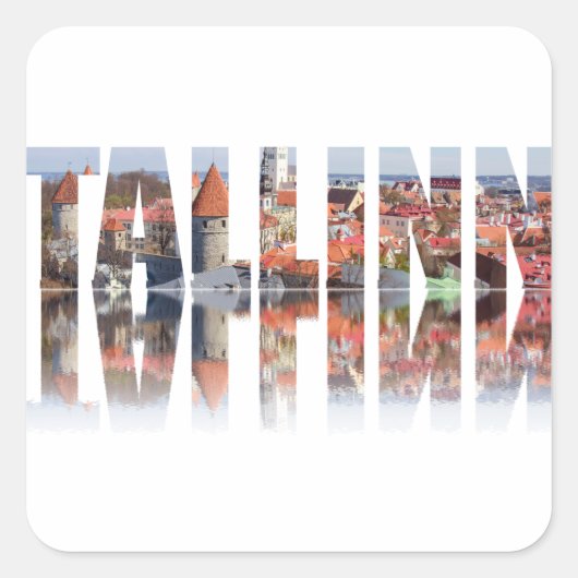 Text von Tallinn aus der Altstadt Quadratischer Aufkleber (Vorderseite)