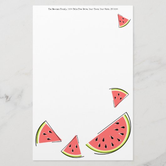 Text von Wassermelonen Briefpapier (Vorderseite)