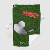 TEXT VORDER mit Ball, Golf-Kopf und Gras Golfhandtuch (Insitu)