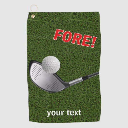 TEXT VORDER mit Ball, Golf-Kopf und Gras Golfhandtuch (Vorderseite)