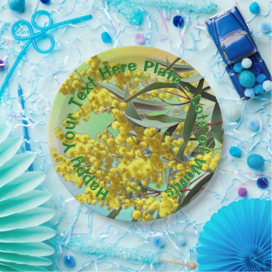 Text Wattle & Gum Blätter Aussie 9" hinzufügen Pappteller (Party)