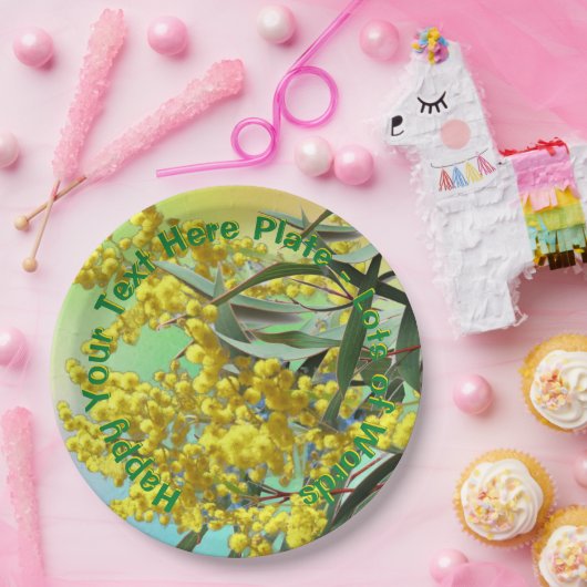 Text Wattle & Gum Blätter Aussie 9" hinzufügen Pappteller (Party)