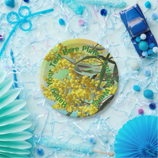 Text Wattle & Gum Blätter Aussie Small 7" hinzufüg Pappteller (Party)