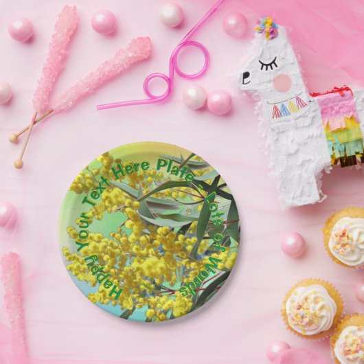 Text Wattle & Gum Blätter Aussie Small 7" hinzufüg Pappteller (Party)