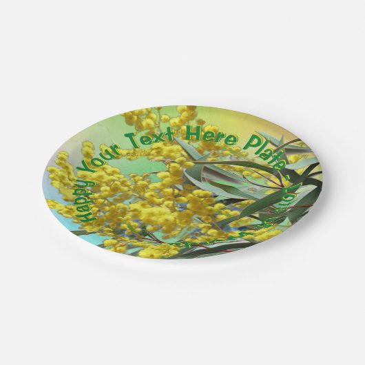 Text Wattle & Gum Blätter Aussie Small 7" hinzufüg Pappteller (Schrägansicht)