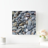 Text-Ziffern u. Kiesel-rustikale quadratische Wanduhr (Zuhause)