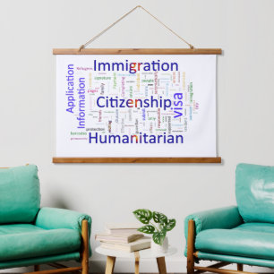 Text zu Einwanderung und Unionsbürgerschaft Wandteppich Mit Holzrahmen