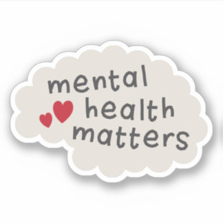 Text zu Fragen der psychischen Gesundheit im Gehir Aufkleber