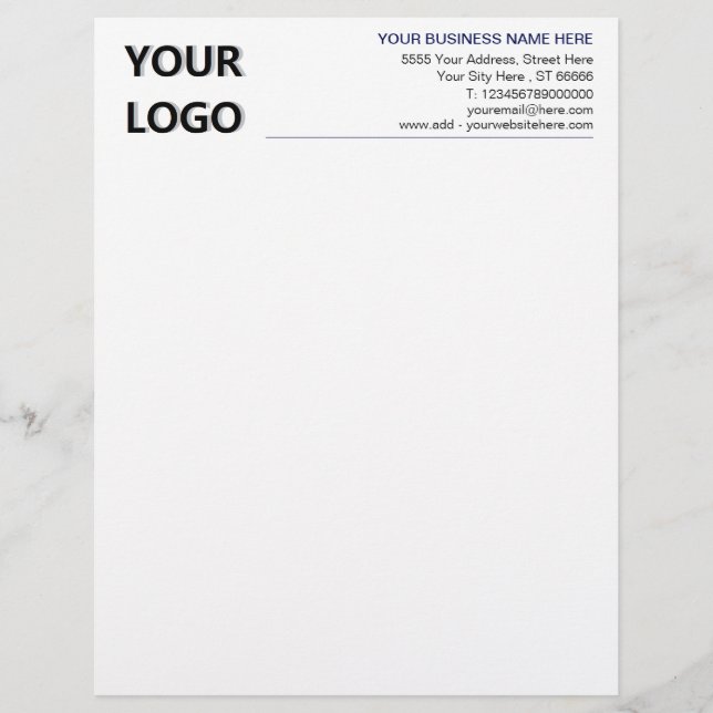 Text zum Logo für benutzerdefinierte Unternehmen Briefbogen (Vorderseite)