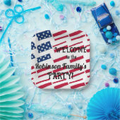 Text zur Kalligraphie der US-amerikanischen Flag T Pappteller (Party)