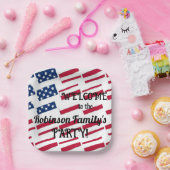 Text zur Kalligraphie der US-amerikanischen Flag T Pappteller (Party)
