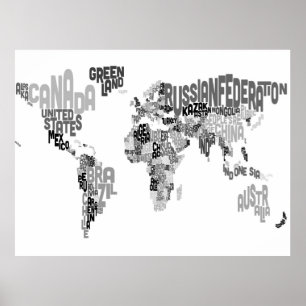 Textabbildung der Welt Poster
