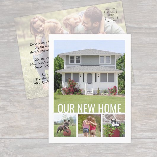 Textänderung der Adresse 5 FotoCollage Bewegend Ankündigungspostkarte