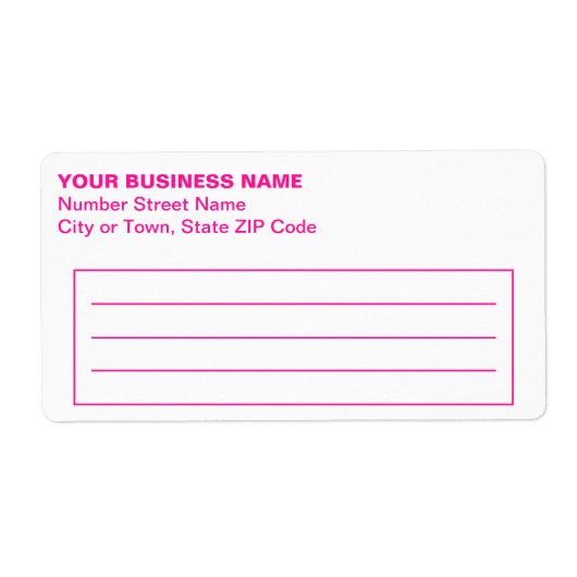 Textbasiertes rosa Geschäftstransportslabel (Vorne)